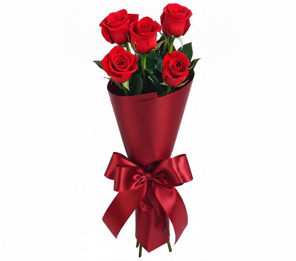 Букет 5 Красных роз Эдлесс Лав в Юго-Камский