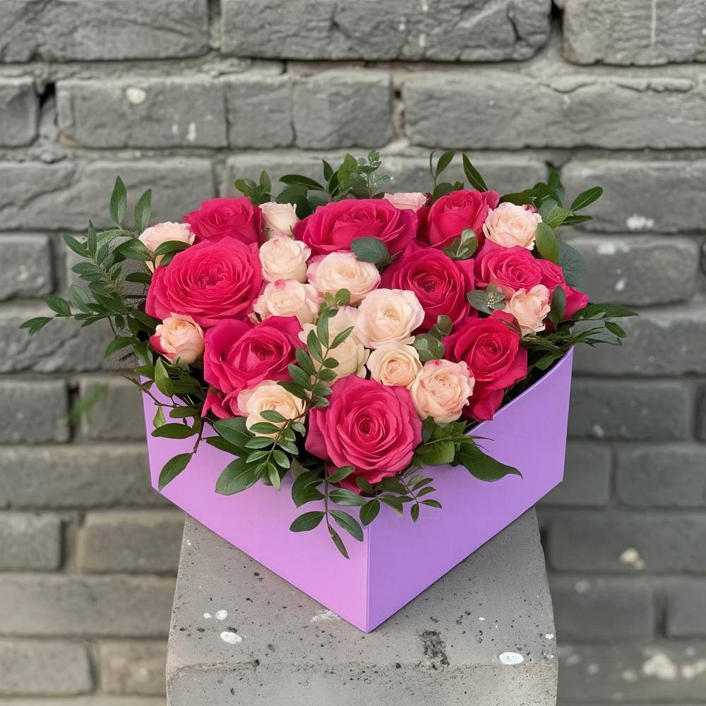 Цветочная композиция из Розы в коробке в Юго-Камский