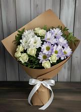 Букет цветов из:  Хризантемы и Розы в Юго-Камский