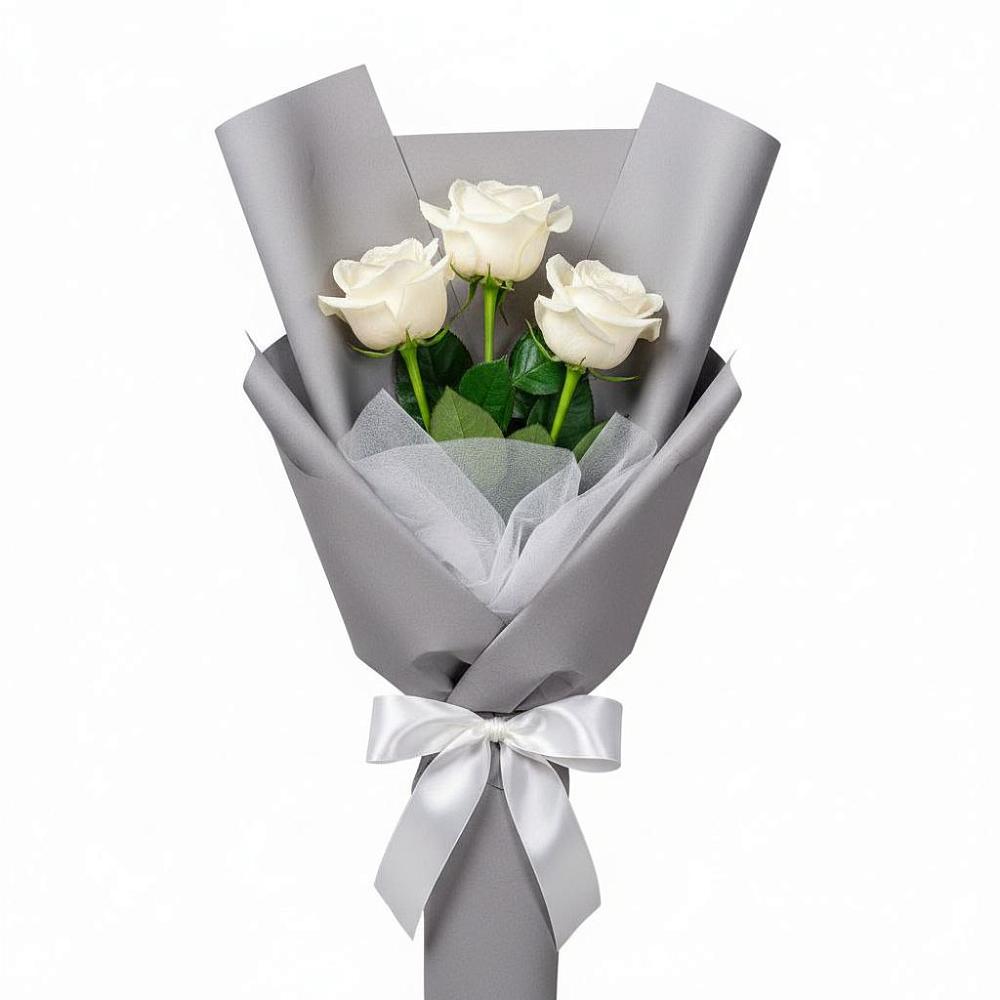 Букет 3 белые розы в Юго-Камский