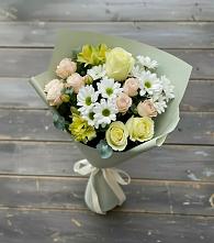 Букет цветов из:  Альстромерии, Розы и Хризантемы #REPLACE_PRED# Юго-Камский