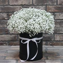 Цветочная композиция из Гипсофила в шляпной коробке в Юго-Камский