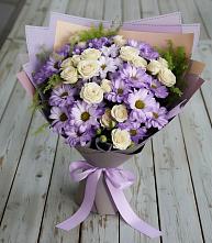 Букет цветов из:  Хризантемы и Розы в Юго-Камский